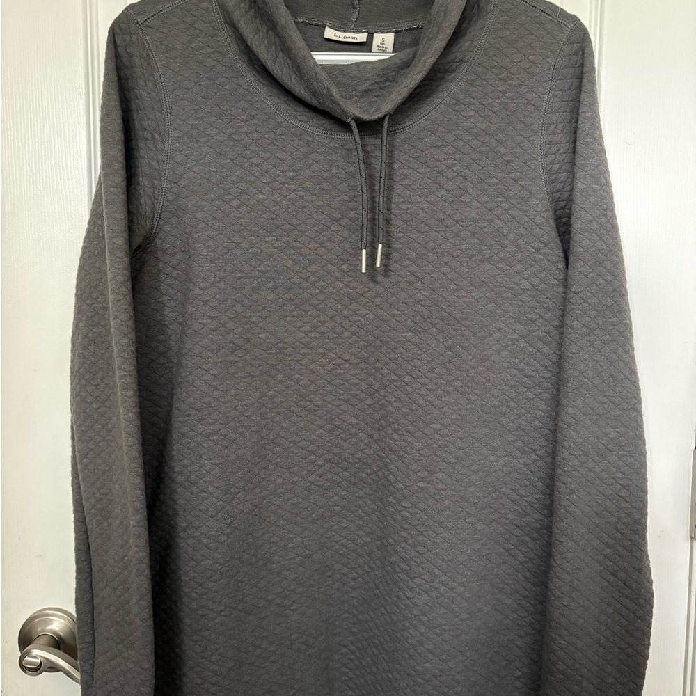 L.L. Bean Quilted Funnel Neck Sweater - Gray